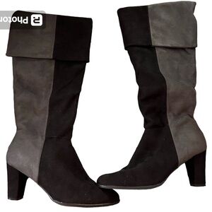 Black & gray suede boots